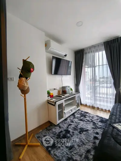 Cozy living room with modern decor and natural light