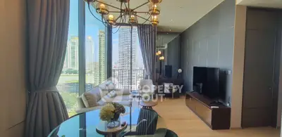 Luxurious living room with stunning city view and elegant decor
