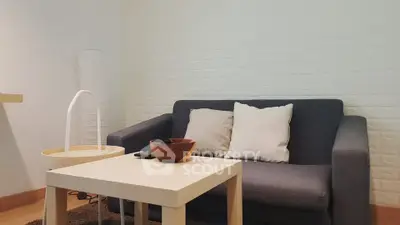 Cozy living room with modern sofa and stylish decor