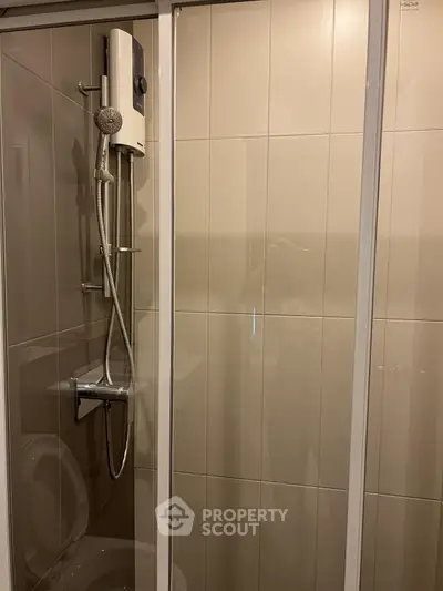 Modern bathroom with sleek shower and glass enclosure