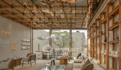 Luxurious modern living room with high ceilings and elegant decor