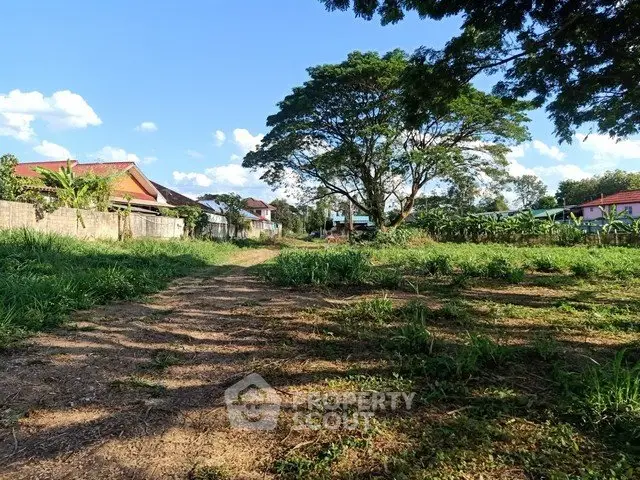 Spacious land plot with lush greenery and mature trees, perfect for development.