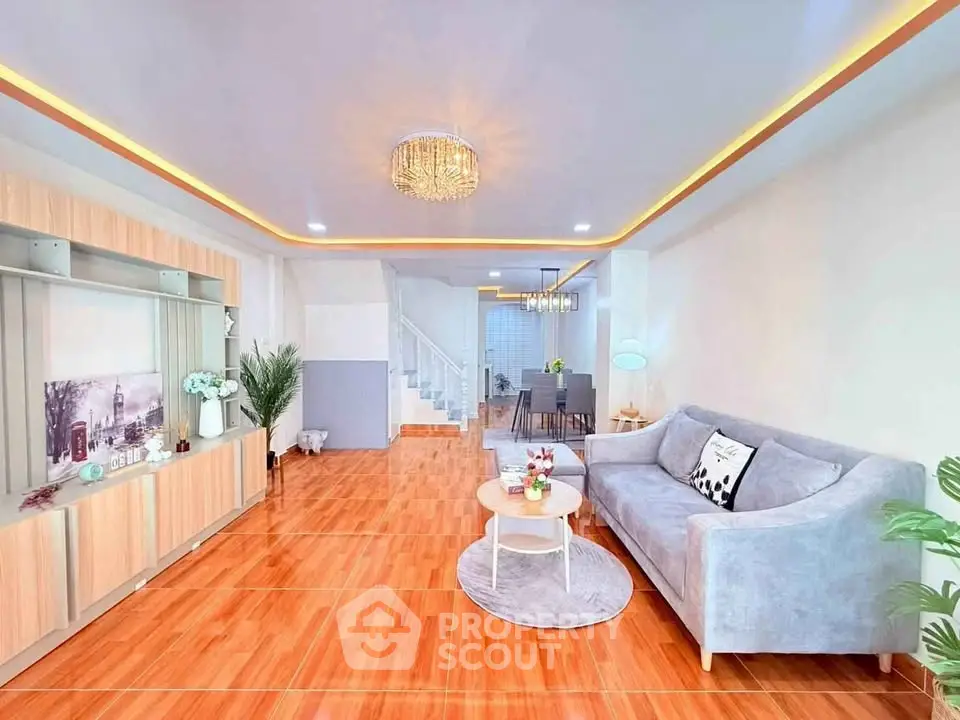 Spacious modern living room with elegant decor and open layout