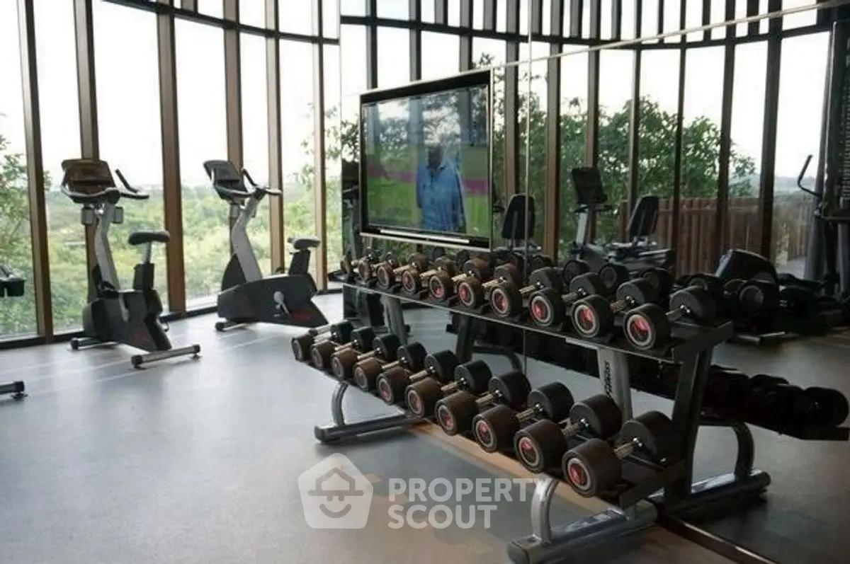Modern gym with state-of-the-art equipment and scenic views for an inspiring workout.