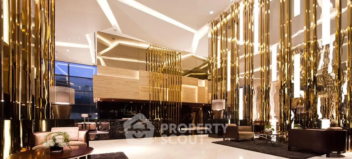 Luxurious modern lobby with stunning lighting and elegant decor