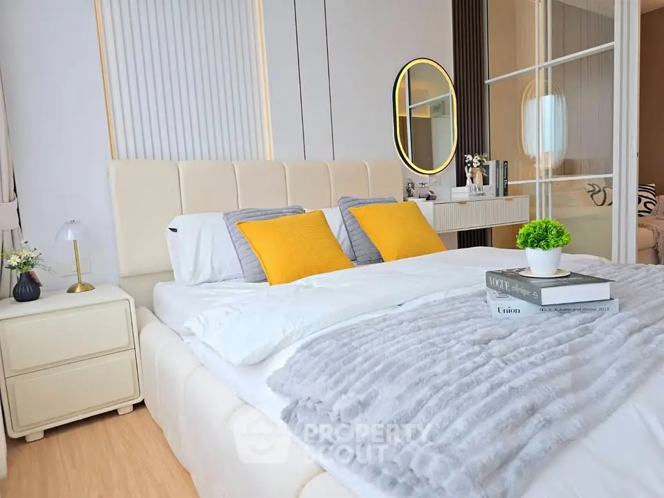 Luxurious bedroom with modern decor, plush bedding, and stylish accents for ultimate comfort and elegance.