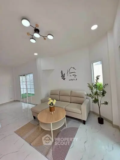 Modern living room with stylish decor and cozy seating in a bright, spacious interior.