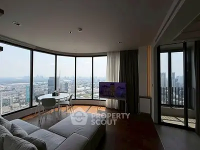 Luxurious living room with panoramic city view and modern decor