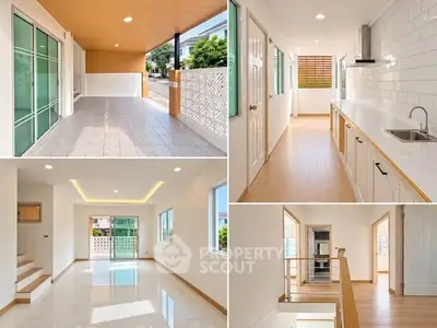 Modern home interior with spacious living areas and sleek kitchen design