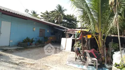 Charming rural property with lush greenery and cozy outdoor seating area, perfect for tranquil living.