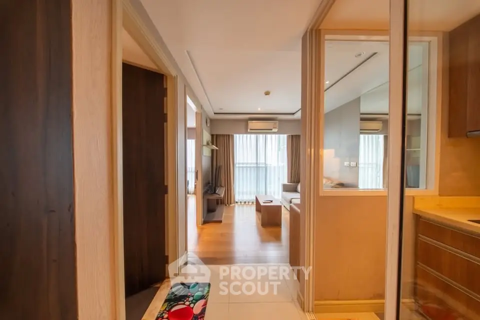 Spacious modern apartment interior with open layout and natural light