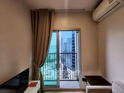 Modern apartment interior with balcony view and air conditioning