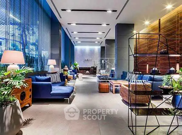 Luxurious modern living room with stylish decor and ample natural light