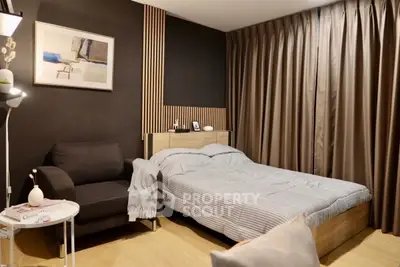 Modern bedroom with stylish decor and cozy ambiance