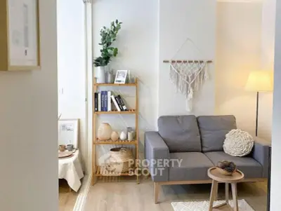 Cozy living room with modern decor and natural light