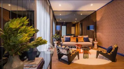 Luxurious living room with elegant decor and stylish furniture