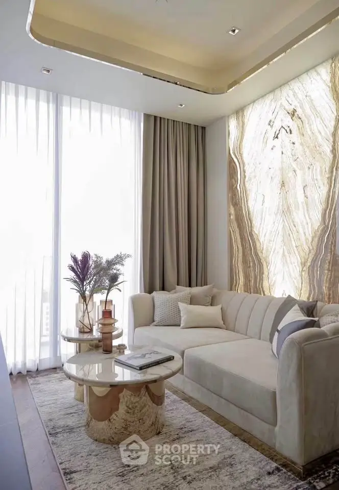 Luxurious living room with elegant decor and natural light