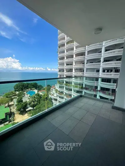 Stunning ocean view from modern balcony in high-rise building
