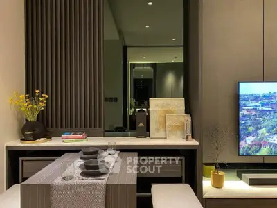 Modern living room with stylish decor and sleek furniture, perfect for contemporary urban living.