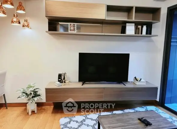 Modern living room with sleek TV unit and stylish decor