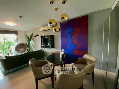 Stylish modern living room with elegant decor and vibrant artwork