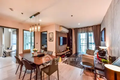 Modern living room with dining area and stylish decor