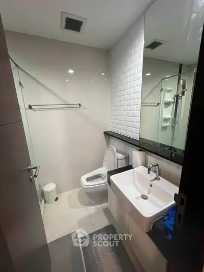 Modern bathroom with sleek fixtures and contemporary design