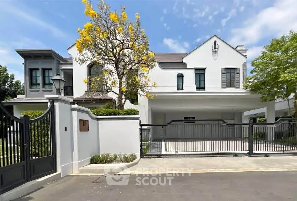 Stunning modern white house with elegant design and spacious driveway