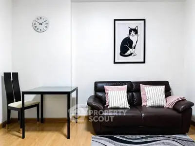 Modern living room with stylish decor and cozy seating area