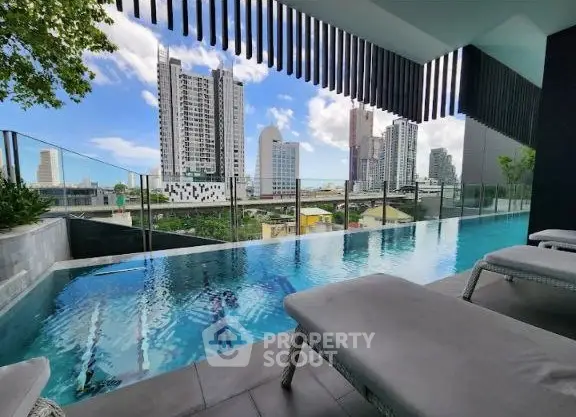 Luxurious rooftop pool with stunning city skyline views and modern design.