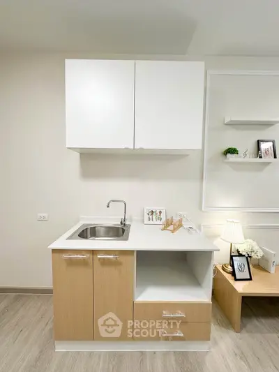 Modern compact kitchen with sleek cabinetry and stylish decor