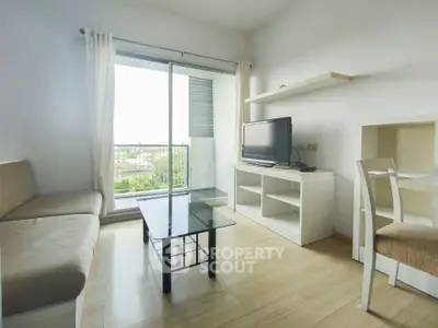 Bright and cozy living room with modern furniture and balcony view