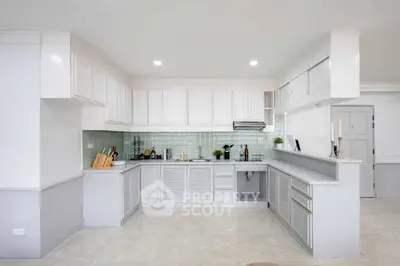 Spacious modern kitchen with sleek white cabinetry and open layout