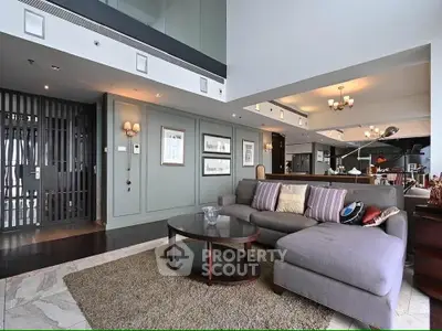 Luxurious modern living room with stylish decor and open layout