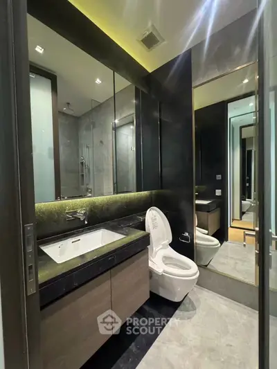 Luxurious modern bathroom with sleek design and elegant fixtures