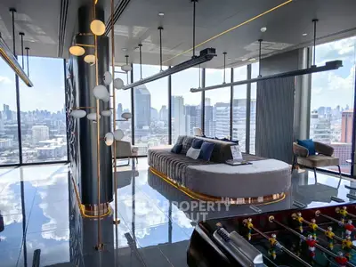 Luxurious penthouse with panoramic city views and modern interior design