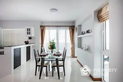 Modern dining area with elegant decor and natural light