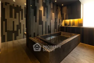 Luxurious modern bathroom with sleek design and elegant lighting