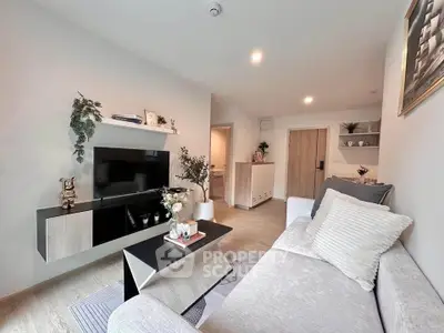 Modern living room with sleek furniture and stylish decor