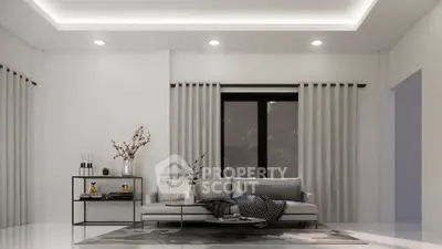 Modern living room with elegant decor and cozy seating area