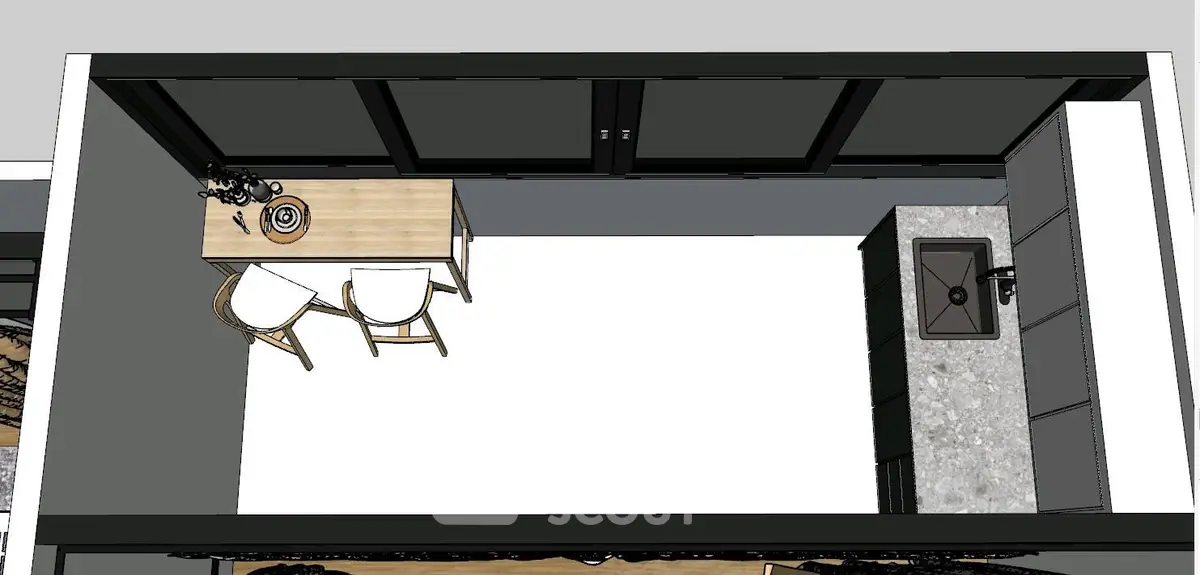 Modern kitchen design with sleek cabinetry and dining area