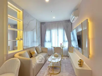 Luxurious modern living room with elegant decor and natural light