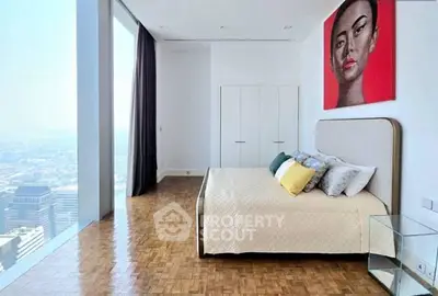 Luxurious bedroom with floor-to-ceiling windows and city view