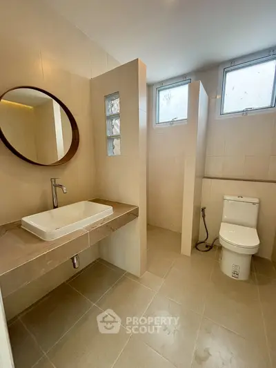 Modern bathroom with sleek design and natural light