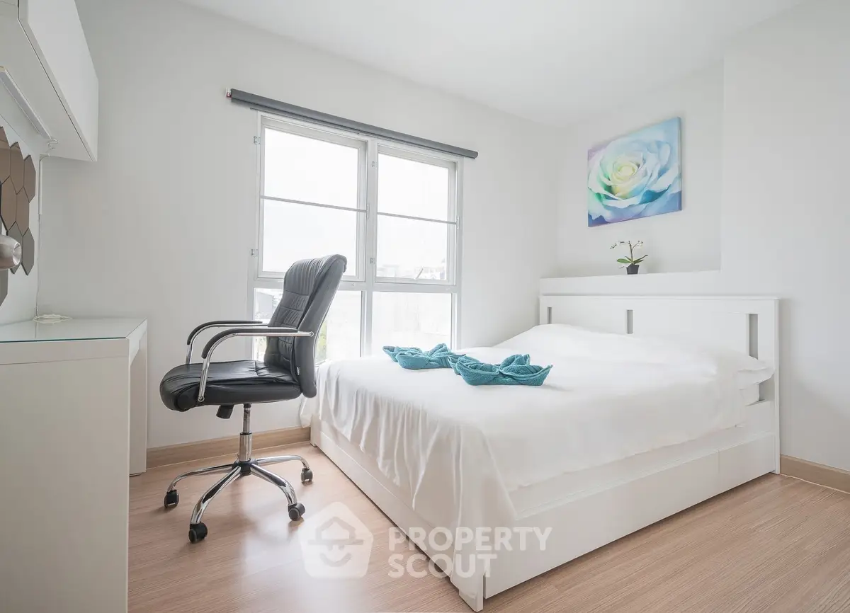 Bright and modern bedroom with stylish decor and natural light