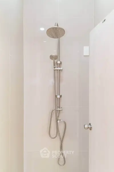 Modern bathroom shower with sleek design and chrome fixtures