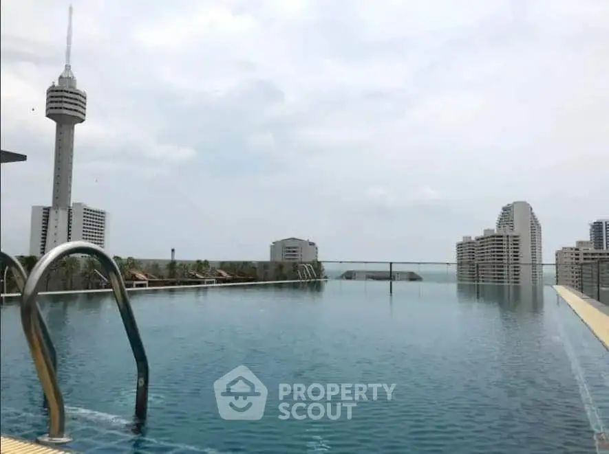 Stunning rooftop infinity pool with panoramic city views and modern skyline.