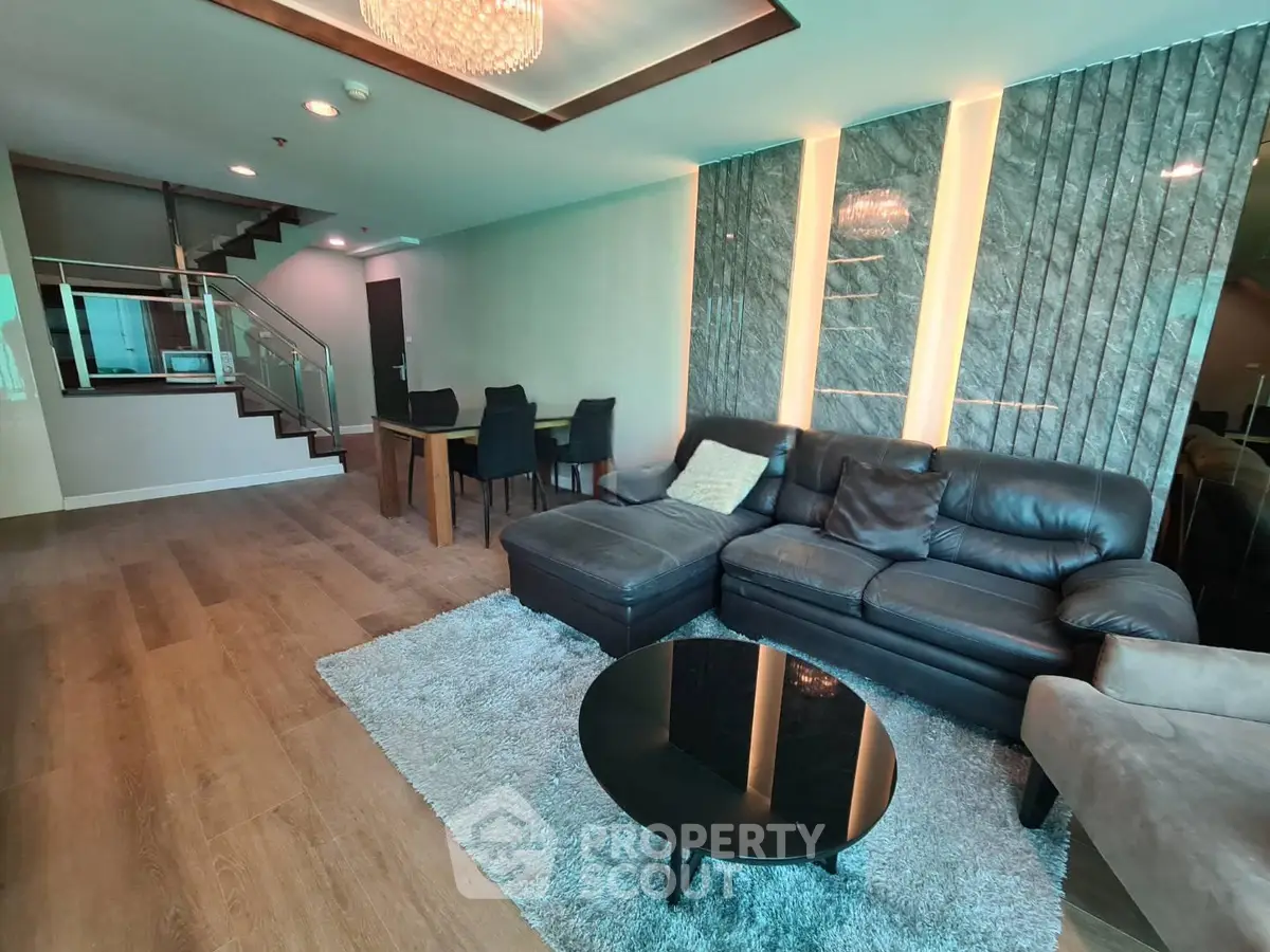 Luxurious modern living room with elegant decor and spacious layout