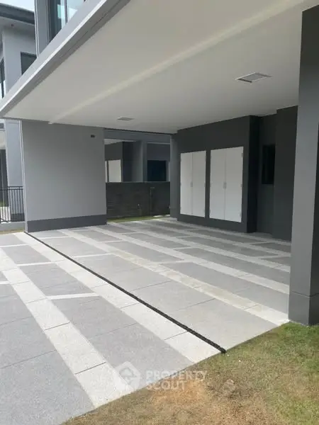 Modern covered parking area with sleek design and spacious layout