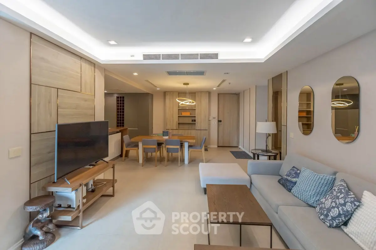 Spacious modern living room with stylish decor and open layout